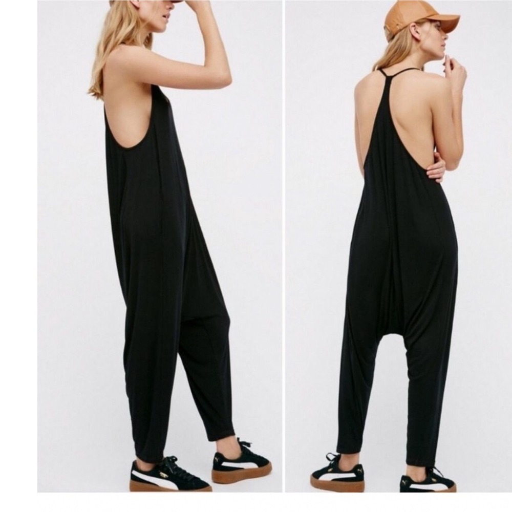 Intimately Free People Really Racerback Slouchy Oversized Romper Women M Black